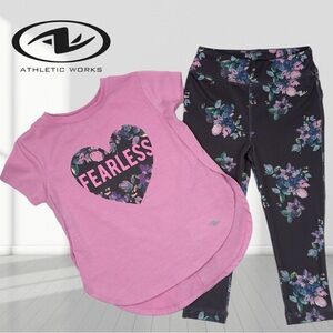 3👚/$15 Athletic Works Outfit for little girl tshirt & floral leggings 2T